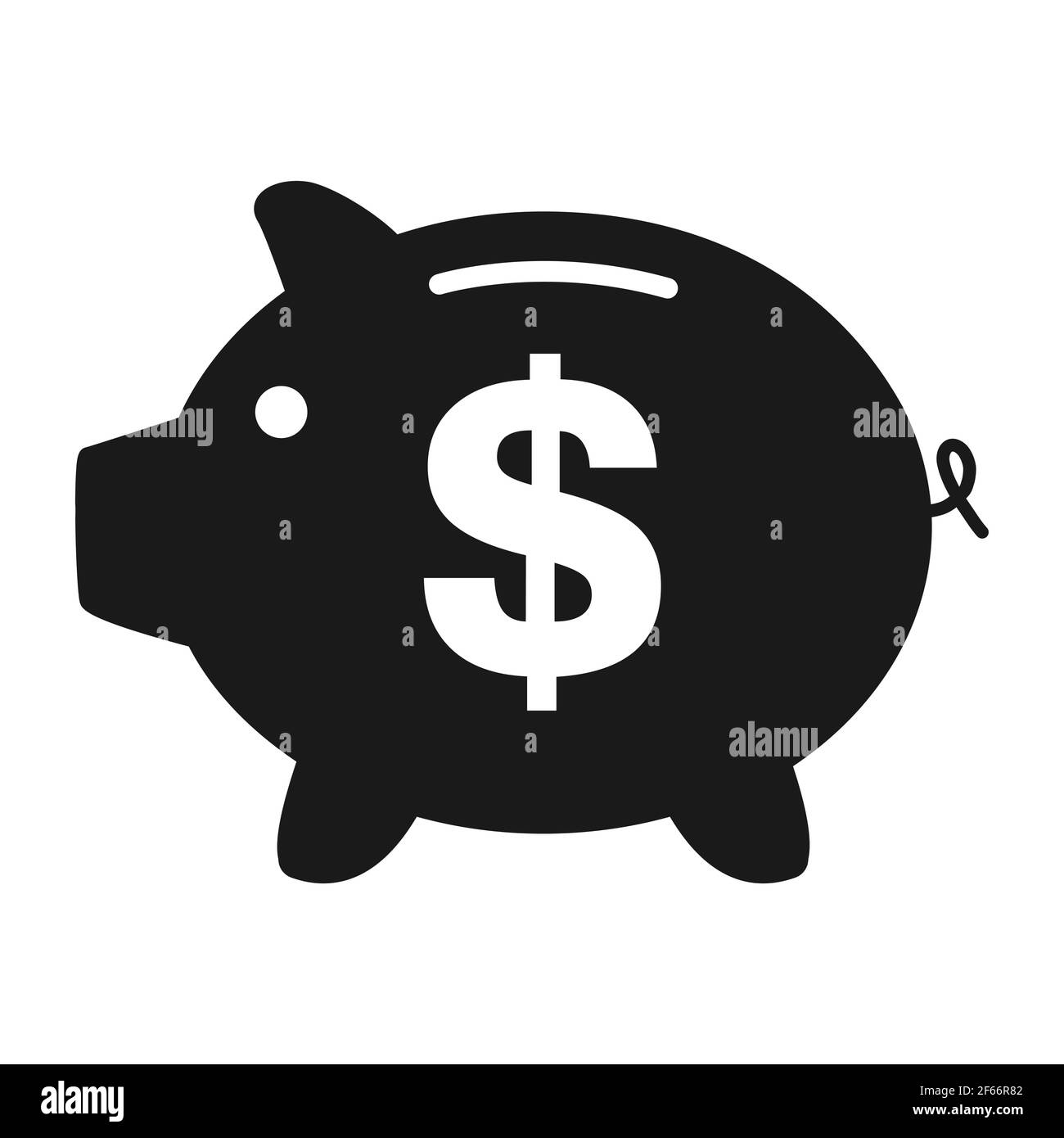 Piggy bank flat icon vector with dollar symbol. Money income Stock ...