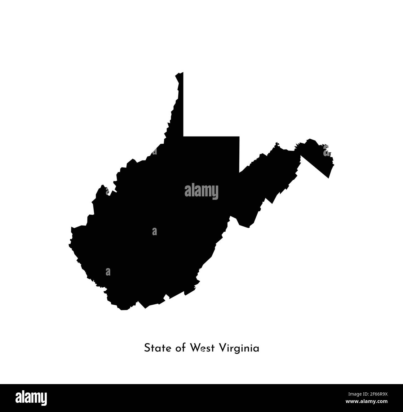 Vector isolated simplified illustration icon with black map's silhouette of State of West Virginia (USA). White background Stock Vector