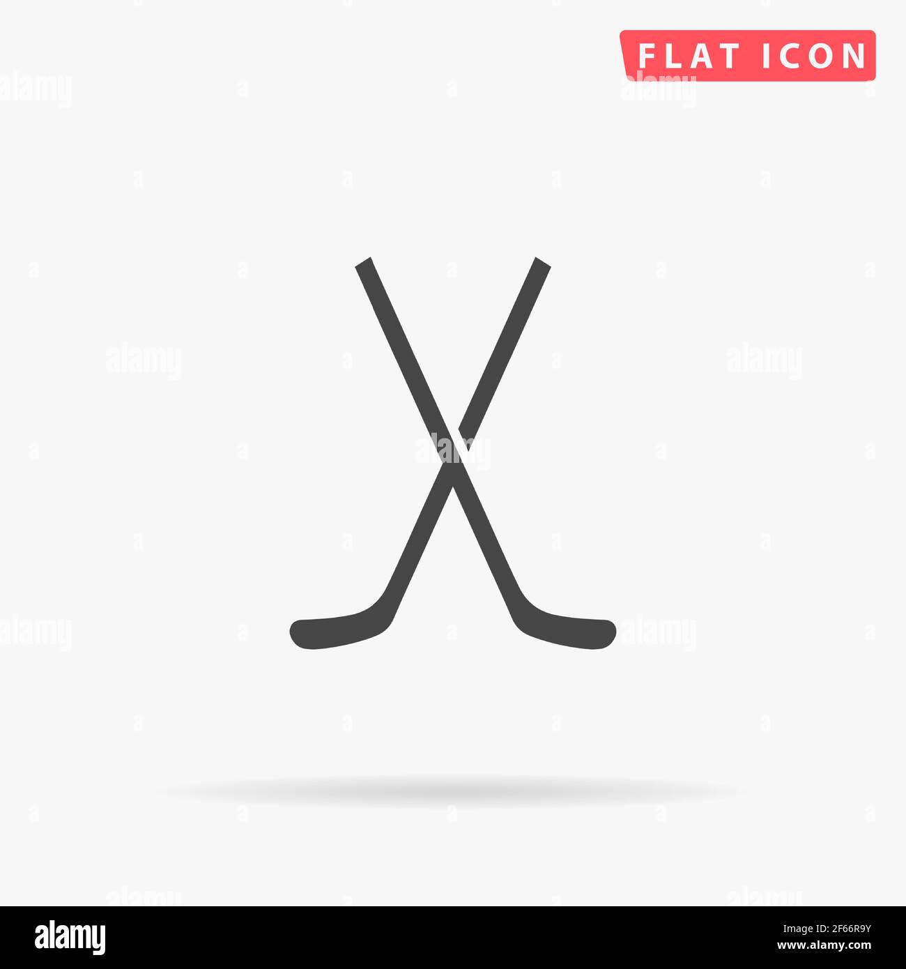Crossed Hockey Sticks flat vector icon. Hand drawn style design