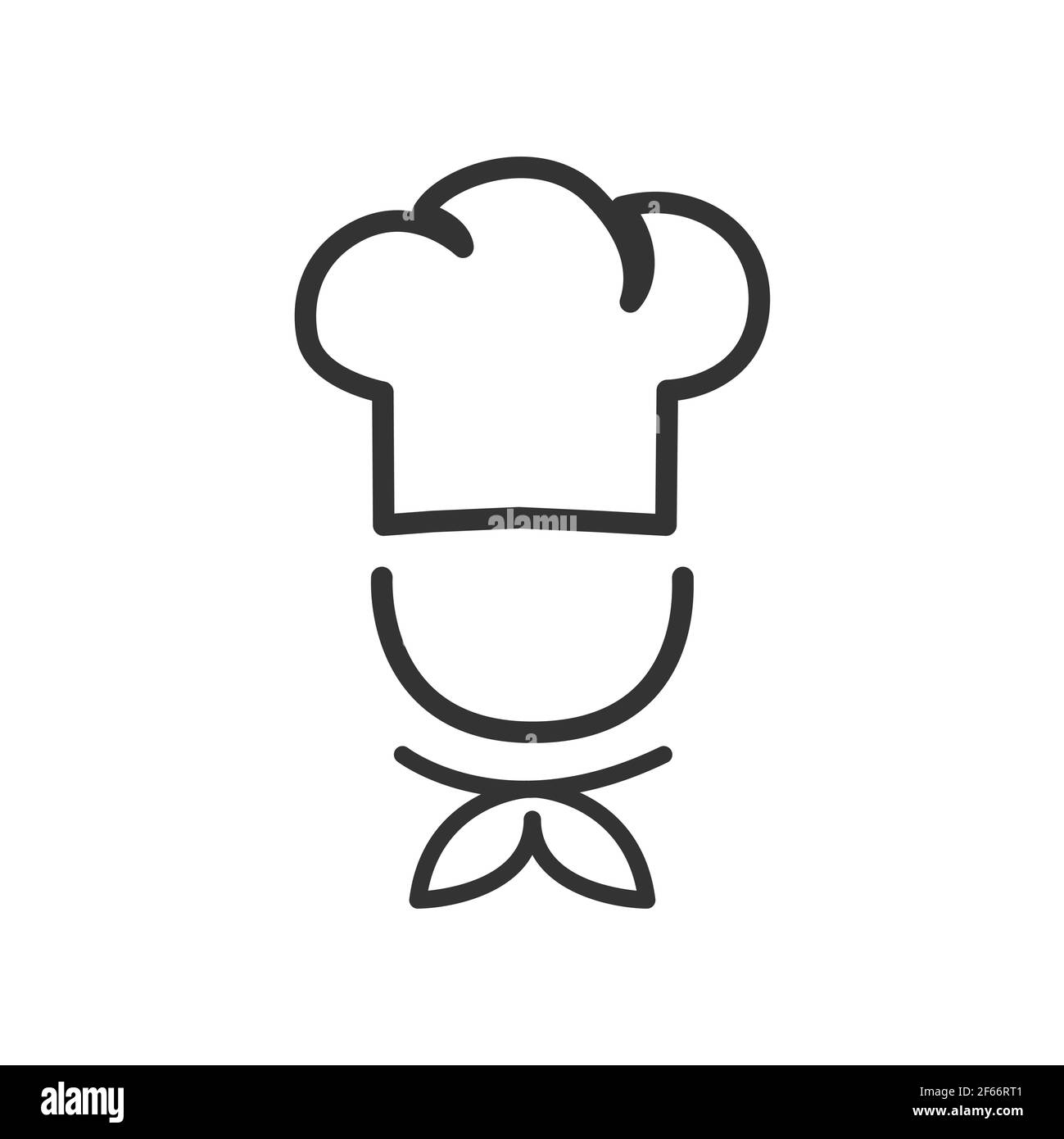 Chef in a cooking hat vector outline logo. Kitchen simple black icon