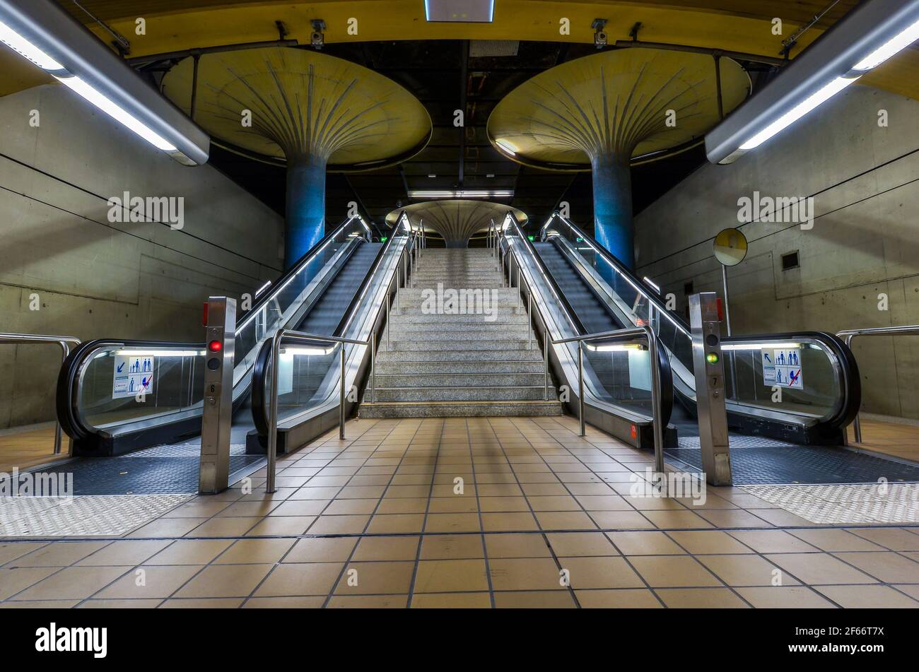empty underground subway station in frankfurt. Stock Photo