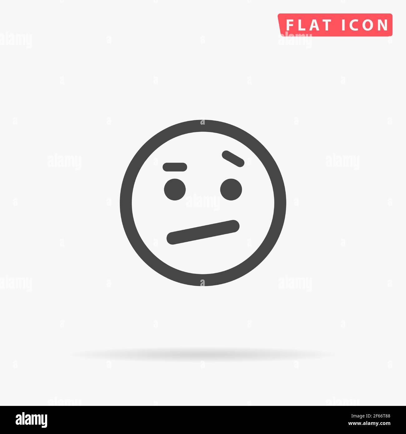 Suspicious Face flat vector icon. Hand drawn style design illustrations. Stock Vector