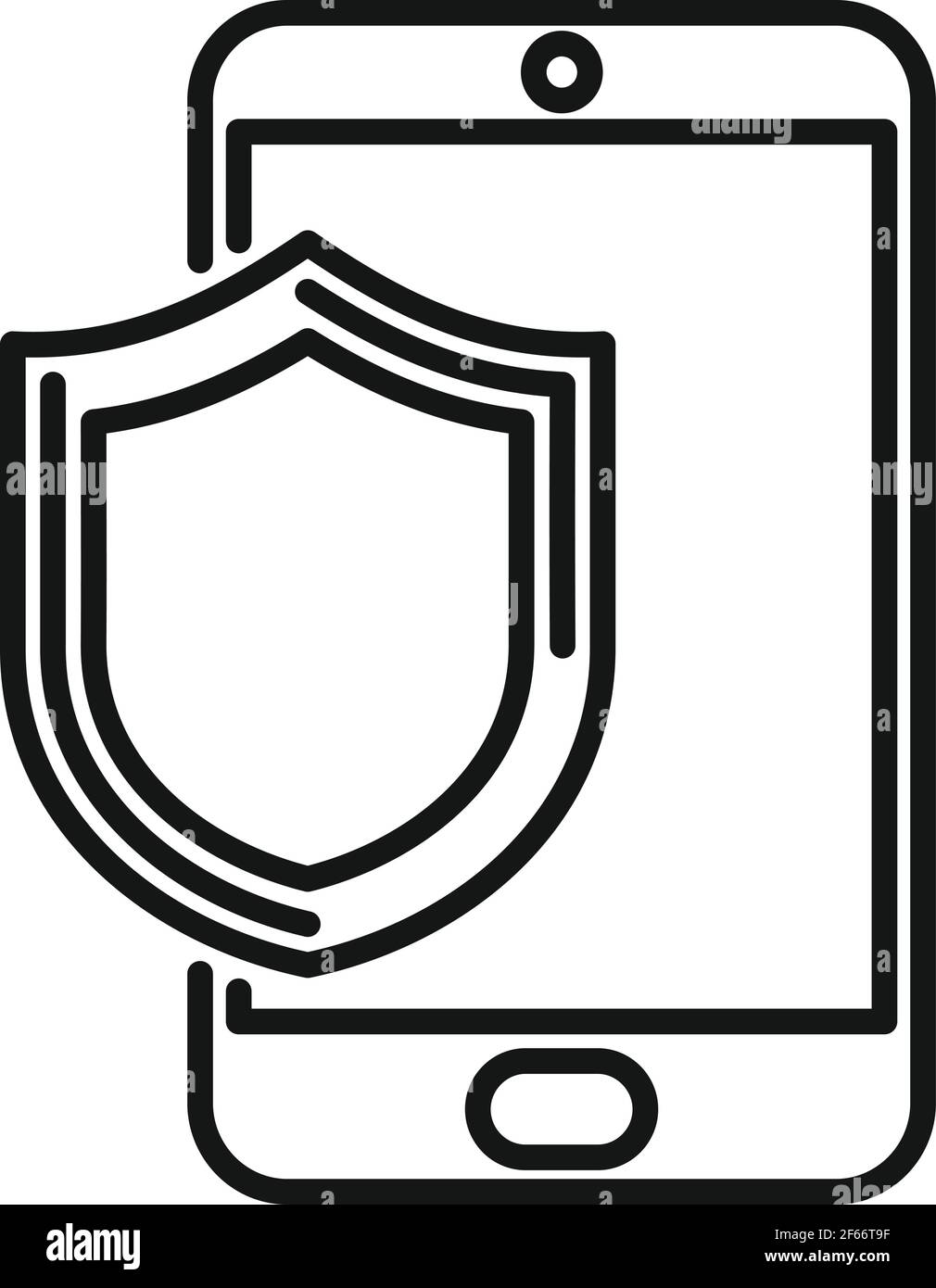 Protected phone display icon, outline style Stock Vector
