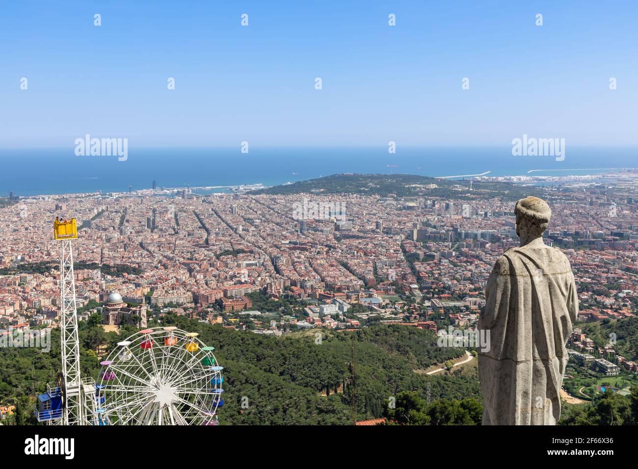 Looking over Barcelona from Tibidabo hill. Barcelona, Spain Stock Photo