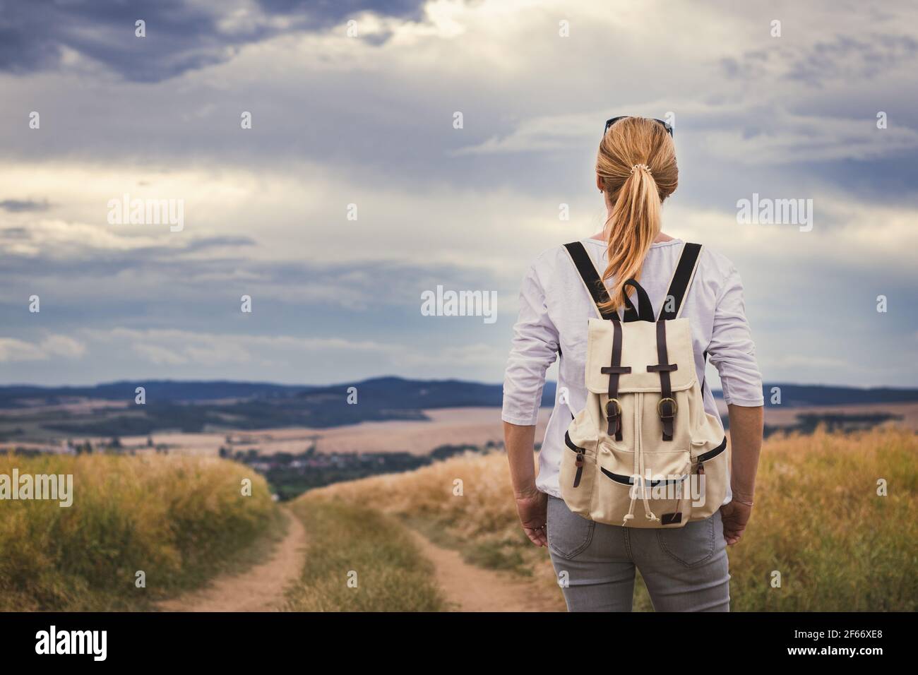 Female tourist enjoying view hi-res stock photography and images - Alamy