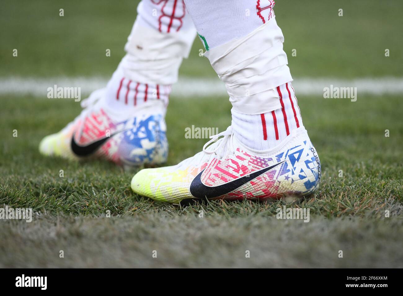 Tehran, Iran. 30th Mar, 2021. Nike sport shoes during the International  Friendly match between Iran and