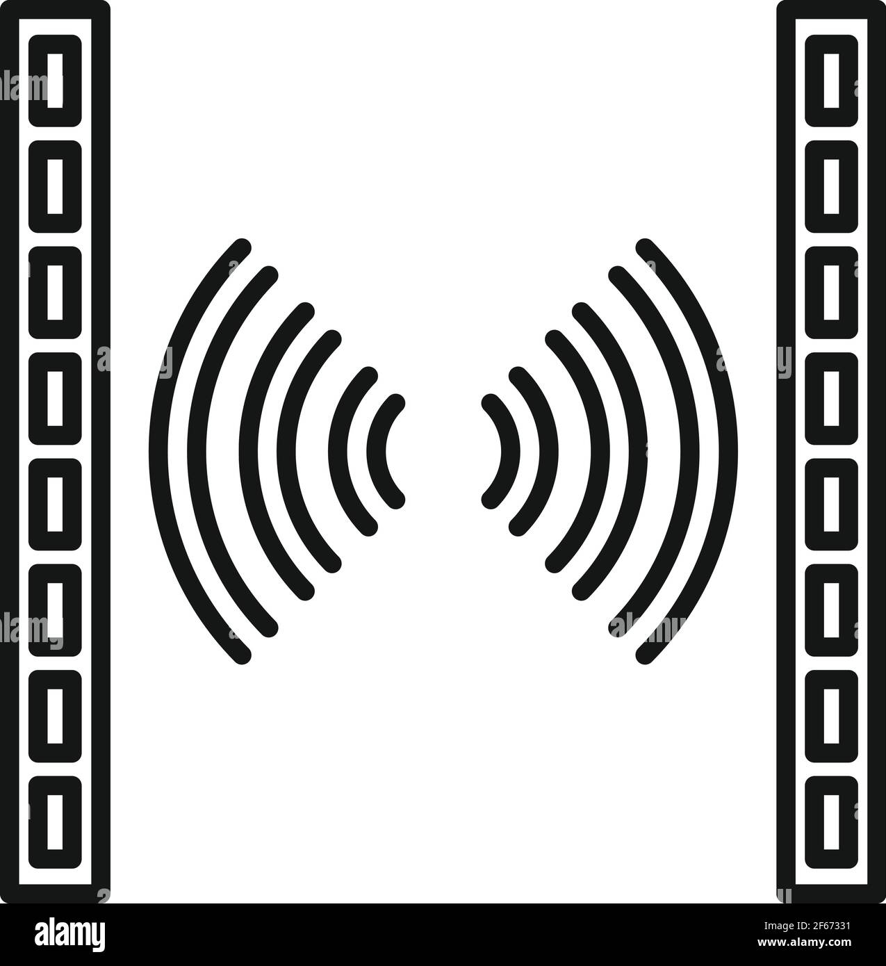 Soundproofing barrier icon, outline style Stock Vector