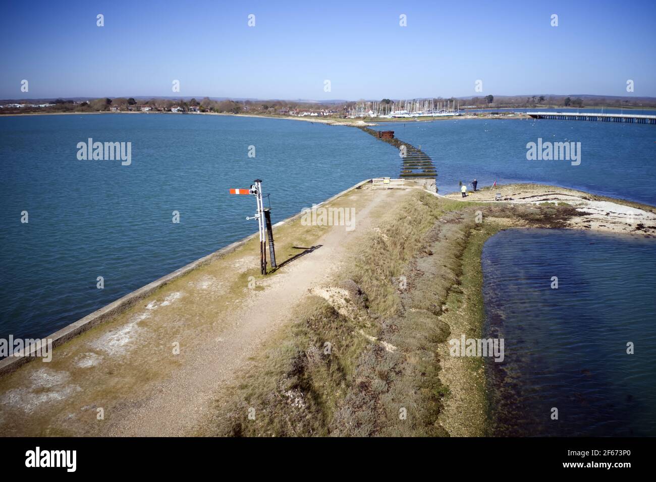 The Old Hayling Island Railway Bridge and railway signal aerial of the
