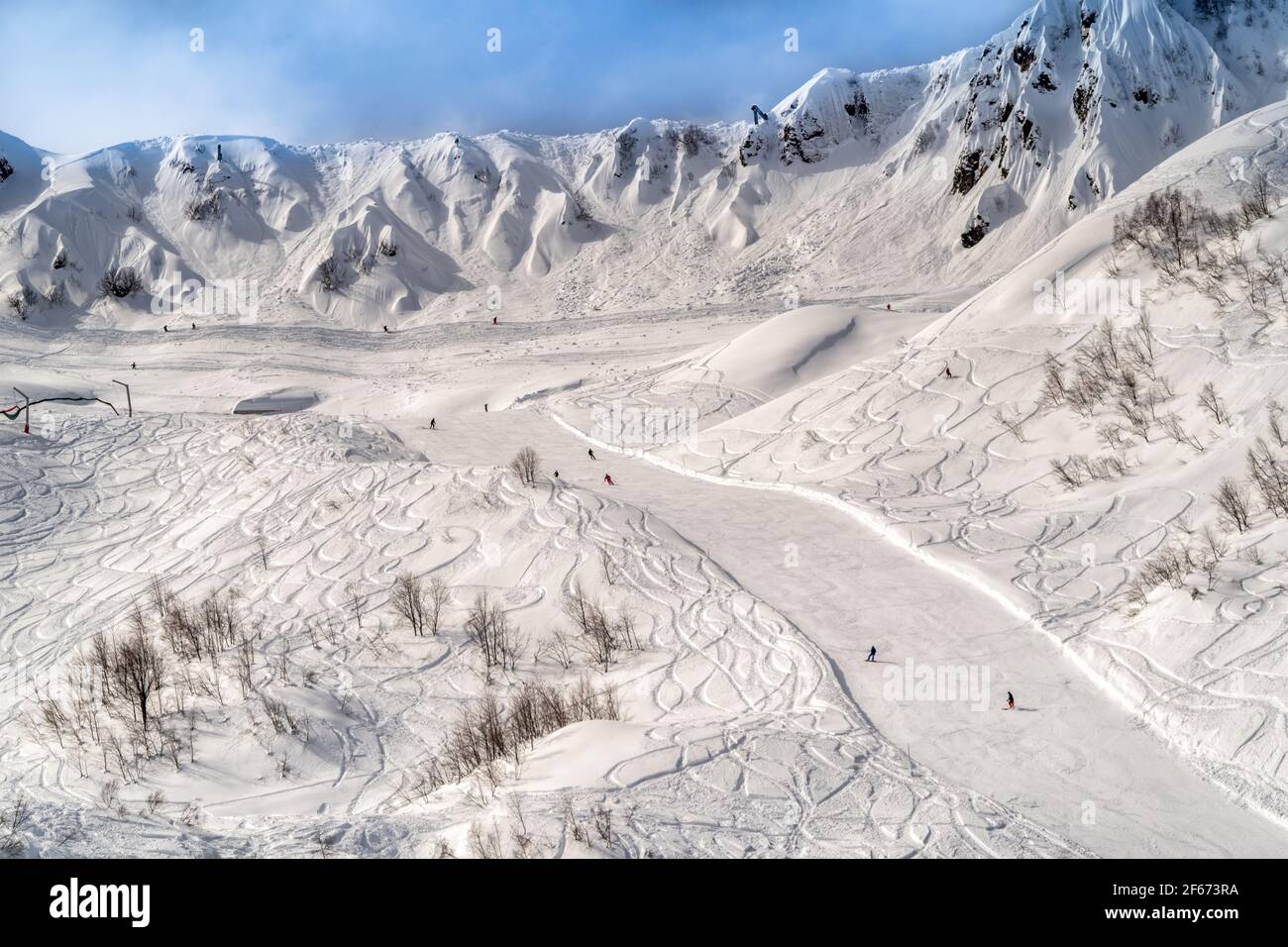 Skiing and snowboarding in the mountain ski resort of Krasnaya Polyana ,  Sochi, Russia Stock Photo - Alamy