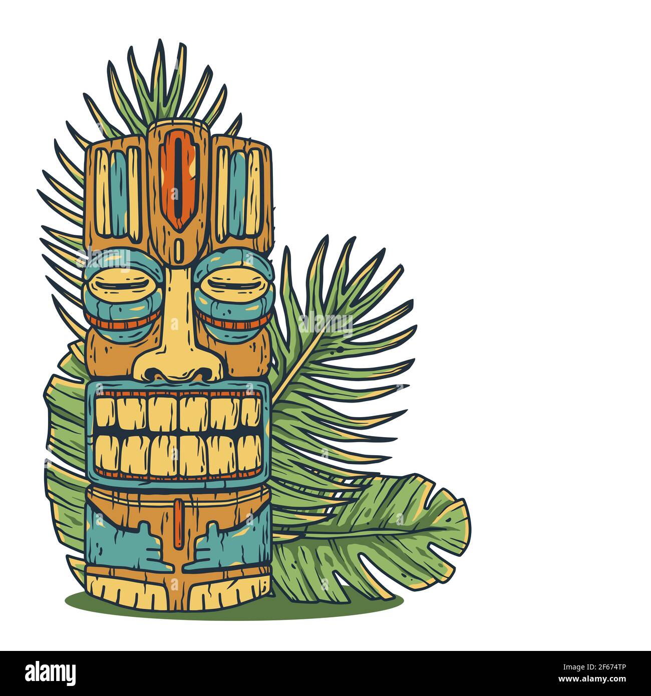 Design of hawaii tiki mask or idol. Ethnic totem Stock Vector Image