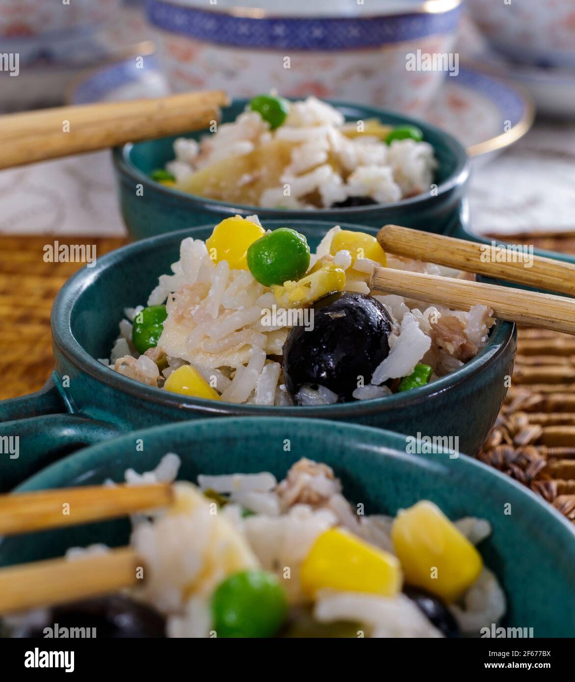 Bowls of rice salad Stock Photo Alamy