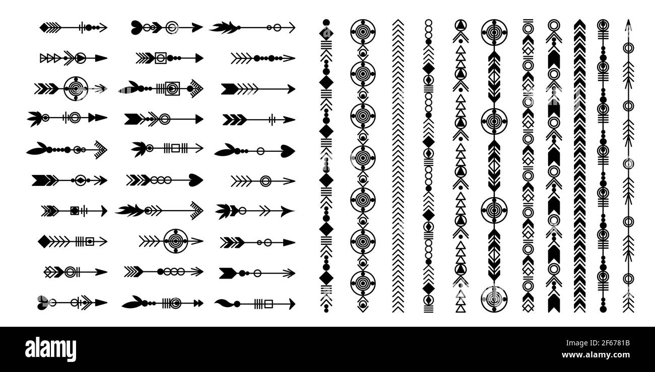 Tribal arrow set. Ethnic vector design collection. Boho elements for tattoo, stickers, t-shirt, bag, clothes Stock Vector Image & Art - Alamy
