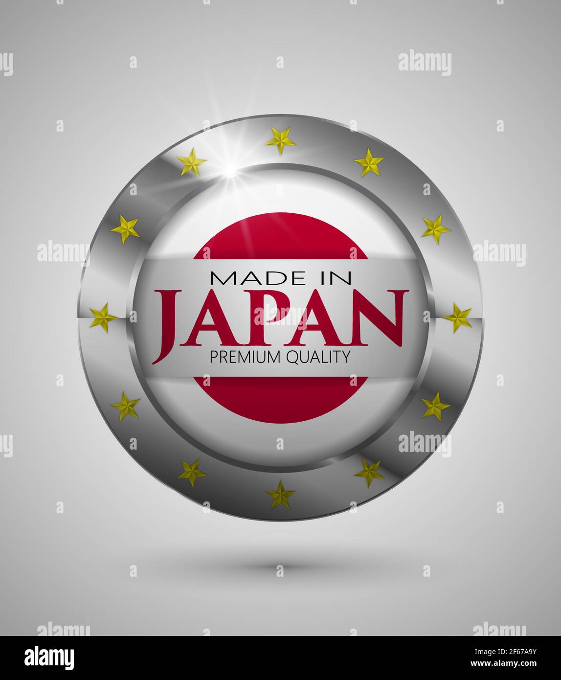 EPS10 Vector illustration. Realistic button. Made in Japan