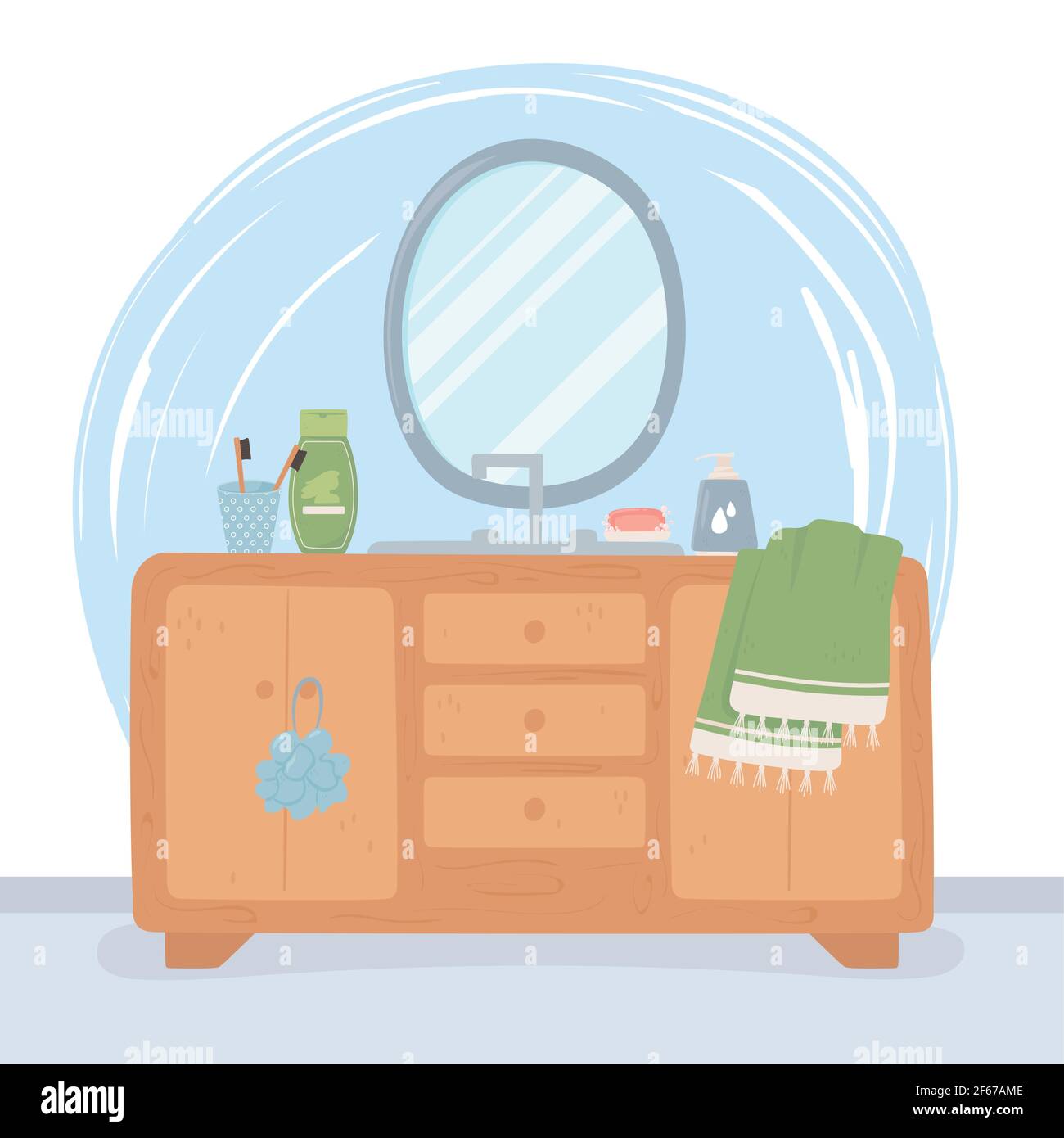 bathroom furniture mirror towel hygiene Stock Vector Image & Art - Alamy