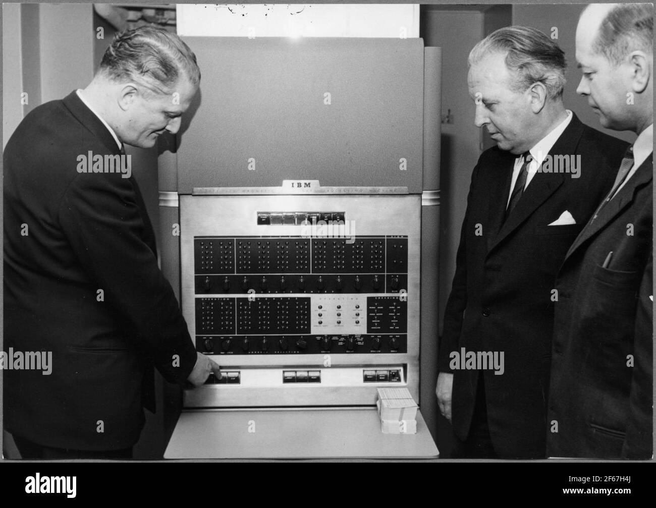 IBM 650, called first generation computer, is inaugurated by Director-General Erik Upmark. Stock Photo
