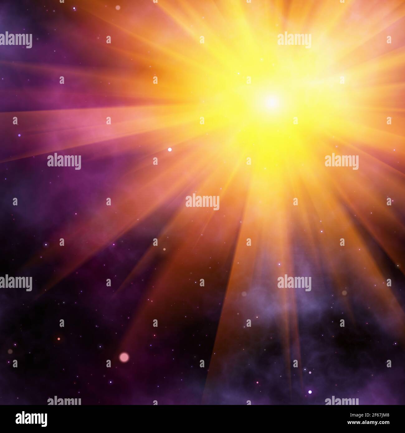 sun rays bright flash in space backgrounds Stock Photo