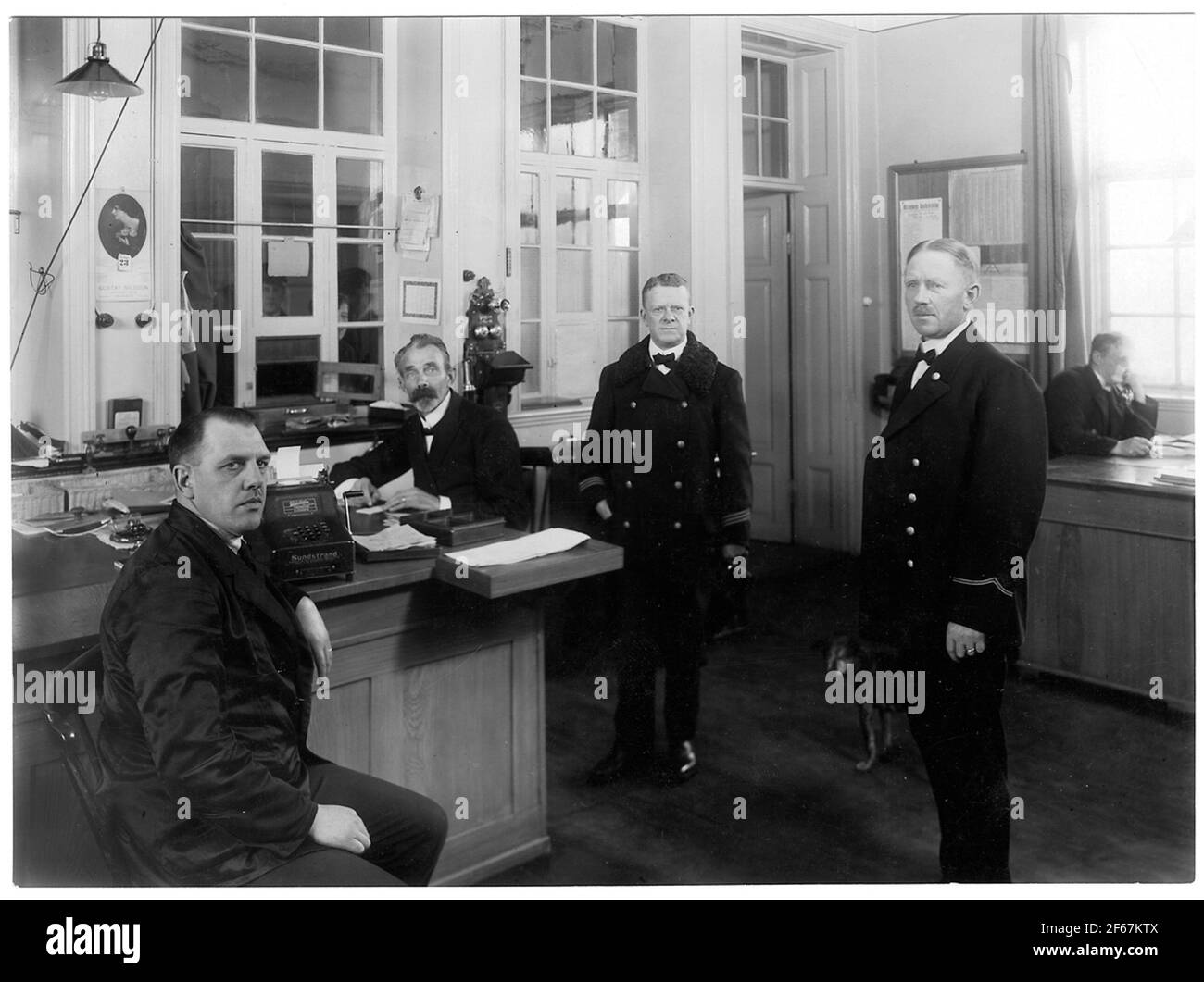 Group staff workers employee employees Black and White Stock Photos ...