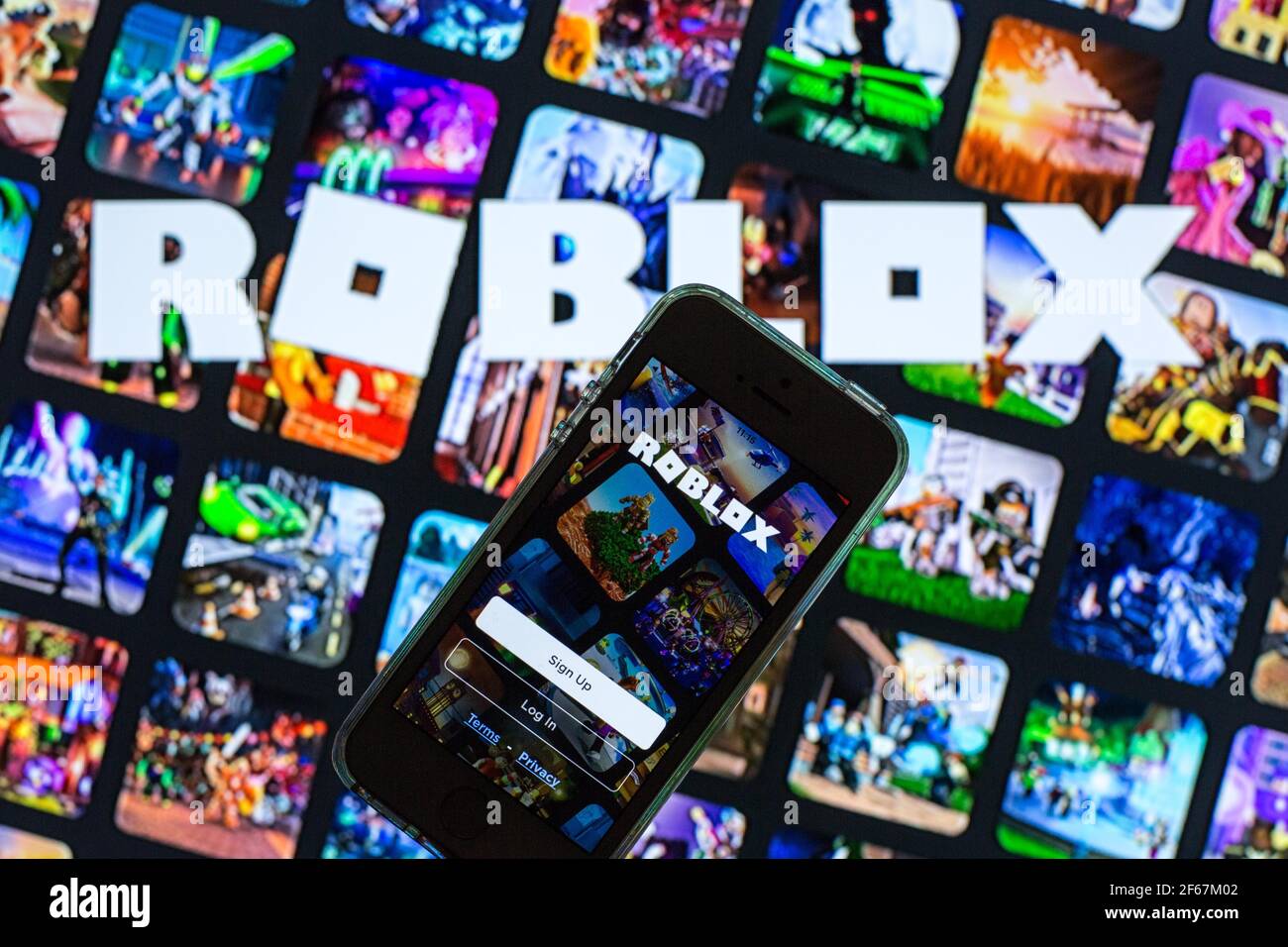 In this photo illustration Roblox logo seen displayed on a smartphone.  Roblox is a multiplayer online game and video game creation system Stock  Photo - Alamy