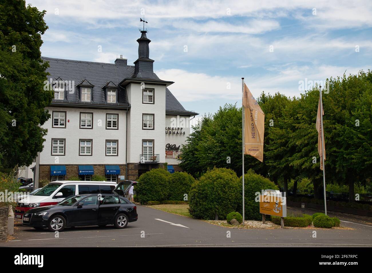 GERMANY, BAD MÜNSTEREIFEL - AUGUST 10,2020: Historic Kurhaus with the Cafe of the German singer Heino Stock Photo