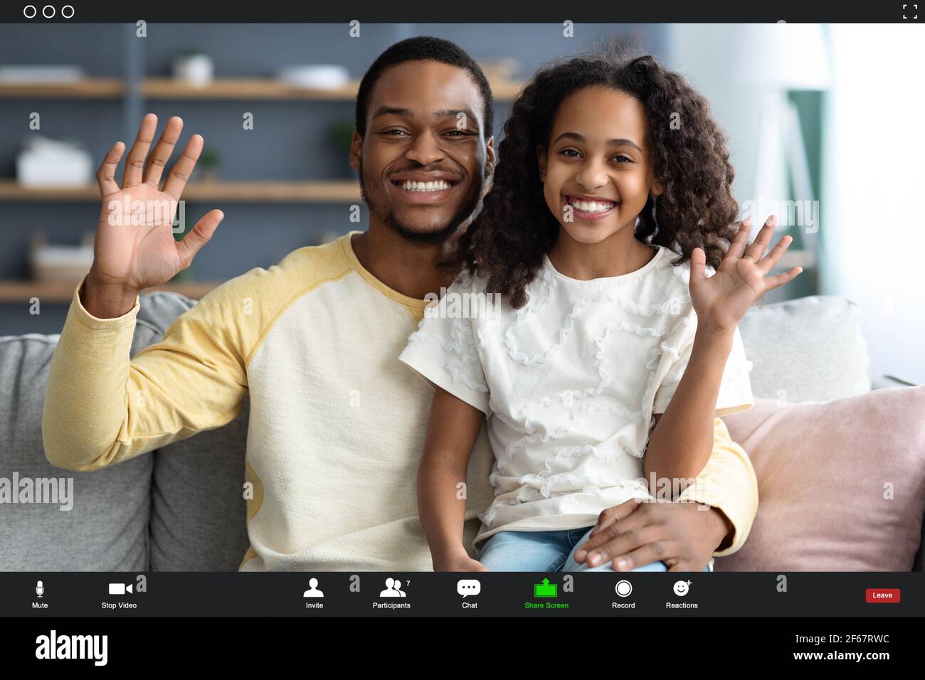 Happy african american family kid and dad having video call Stock Photo ...