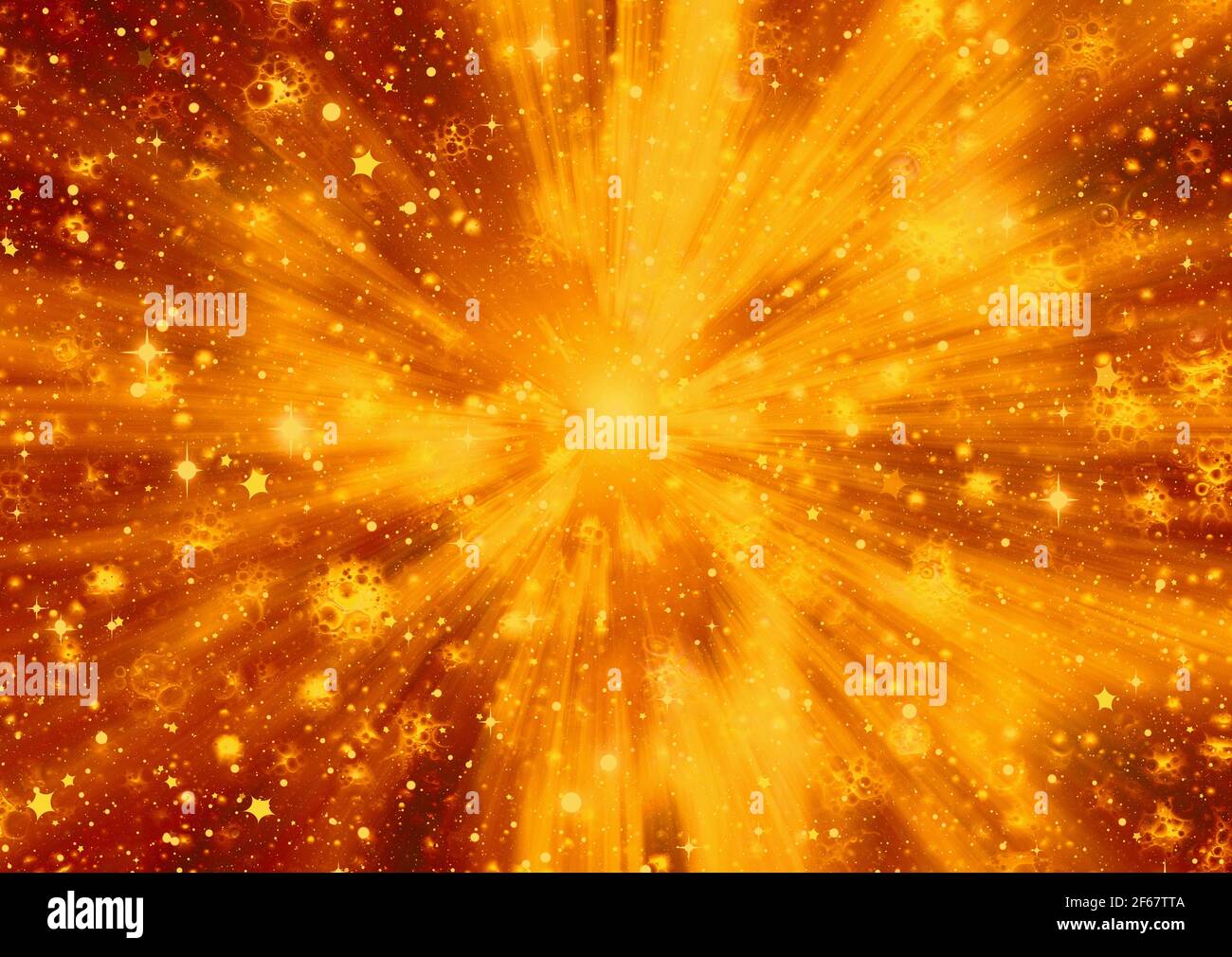 bright sun rays in space background Stock Photo
