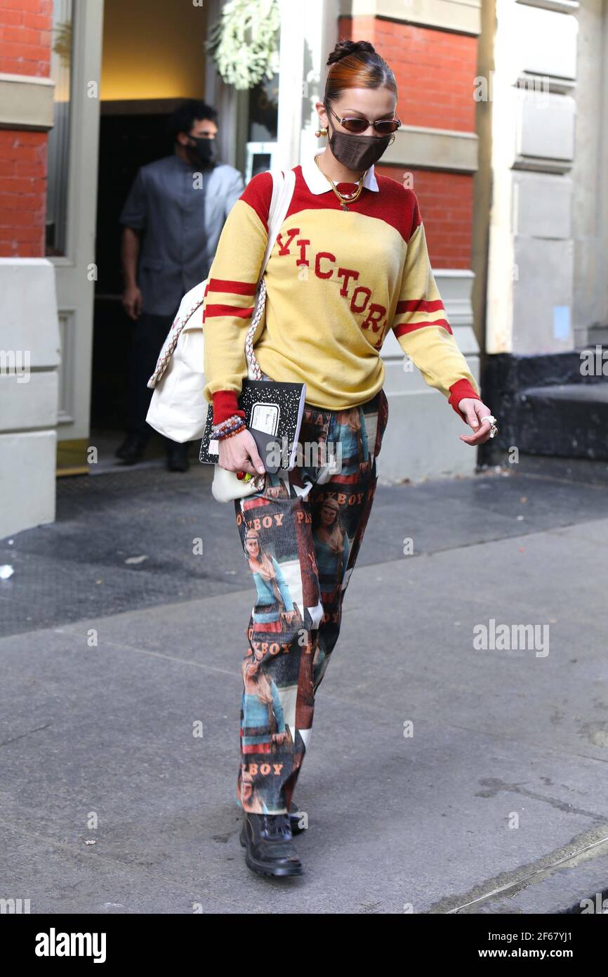 Bella Hadid Wearing Track Pants | POPSUGAR Fashion