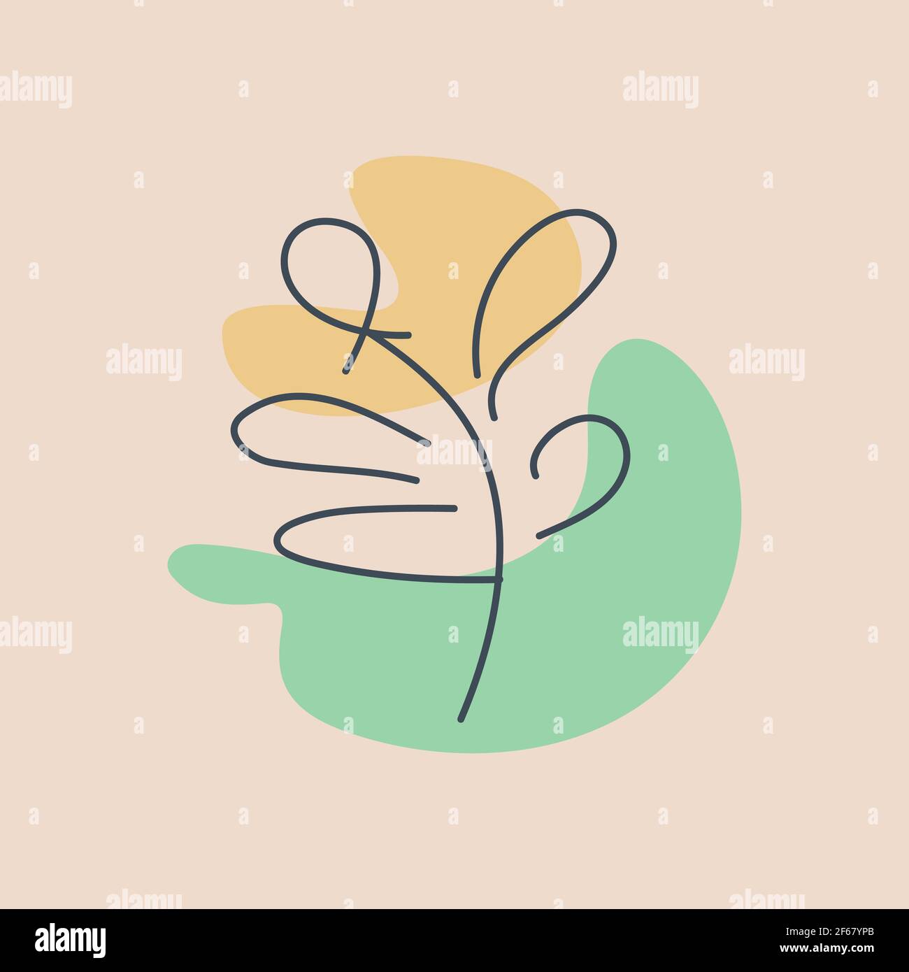 Primitive abstract leaf drawing of lines and pastel colors Stock Vector