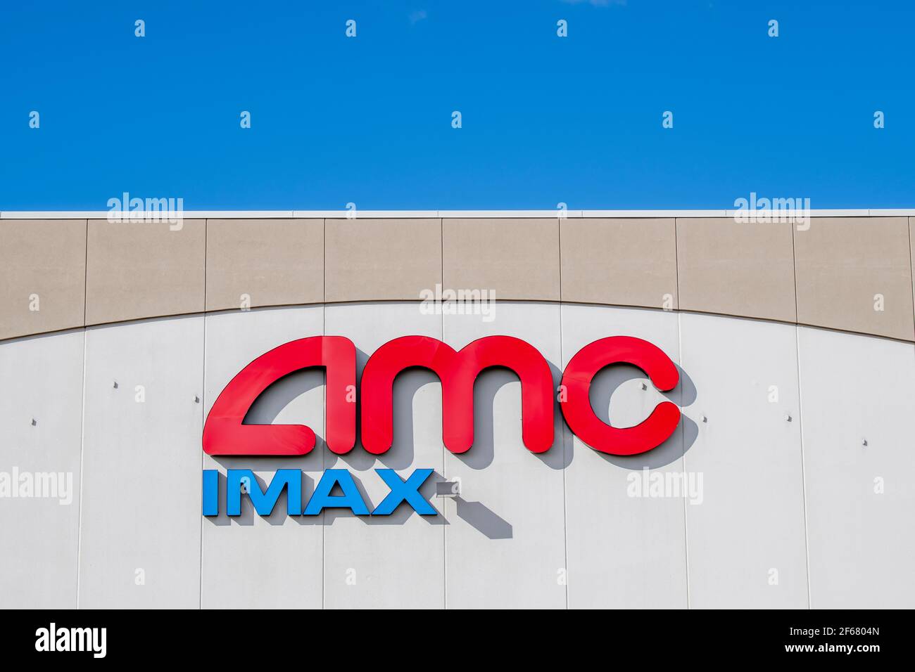 Maple Grove, Minnesota. AMC movie theater logo with IMAX Stock Photo