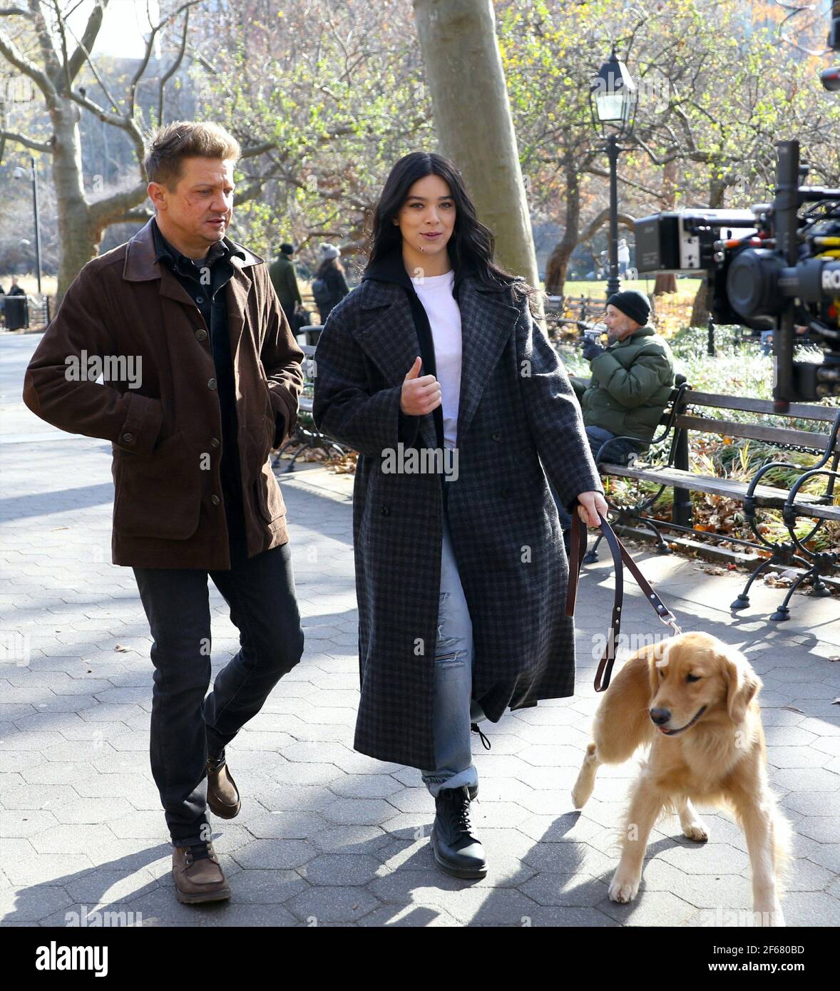 New York NY 20201203 Hailee Steinfeld and Jeremy Renner are all