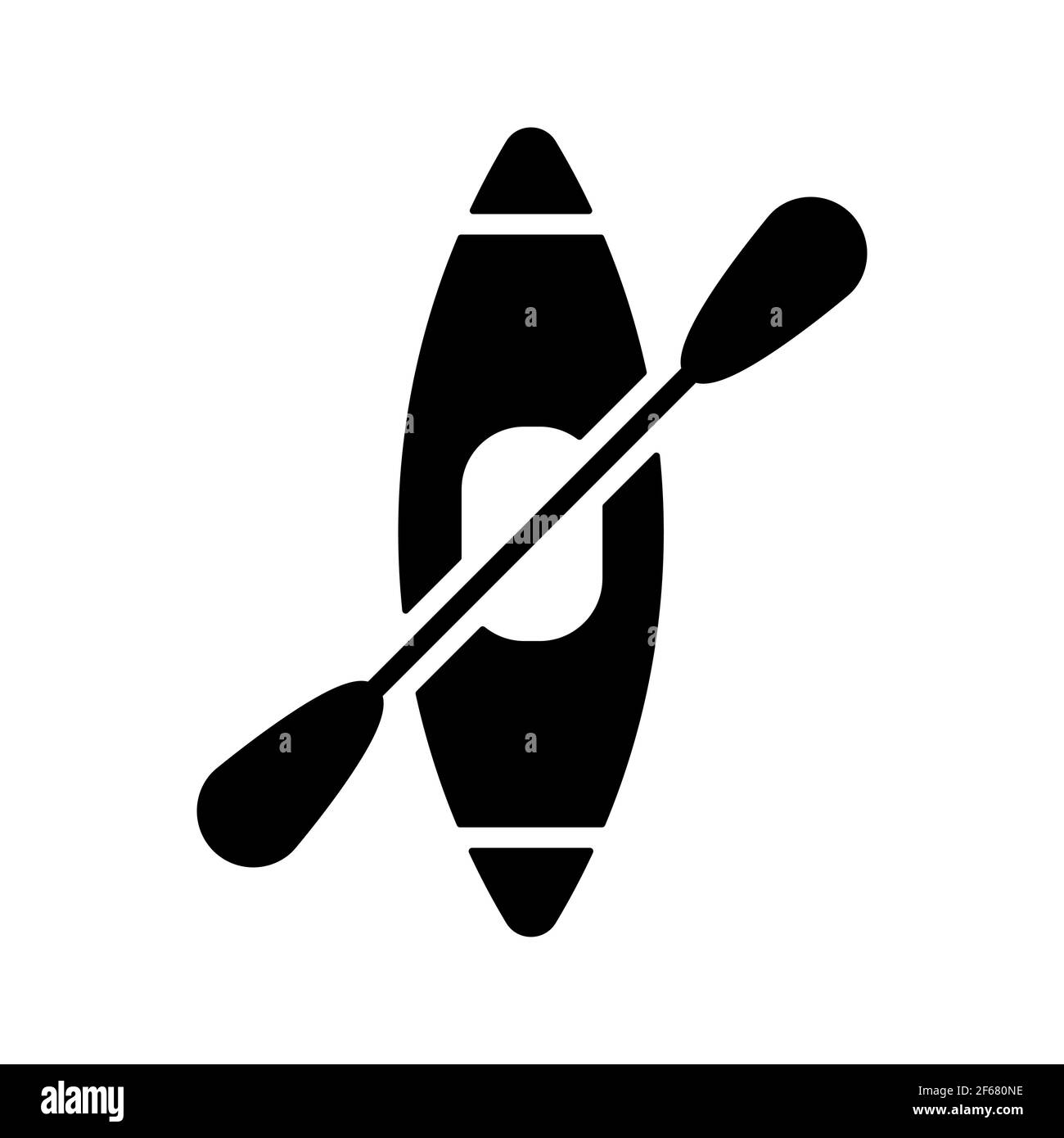 Kayak with paddle vector glyph icon. Camping sign. Graph symbol for