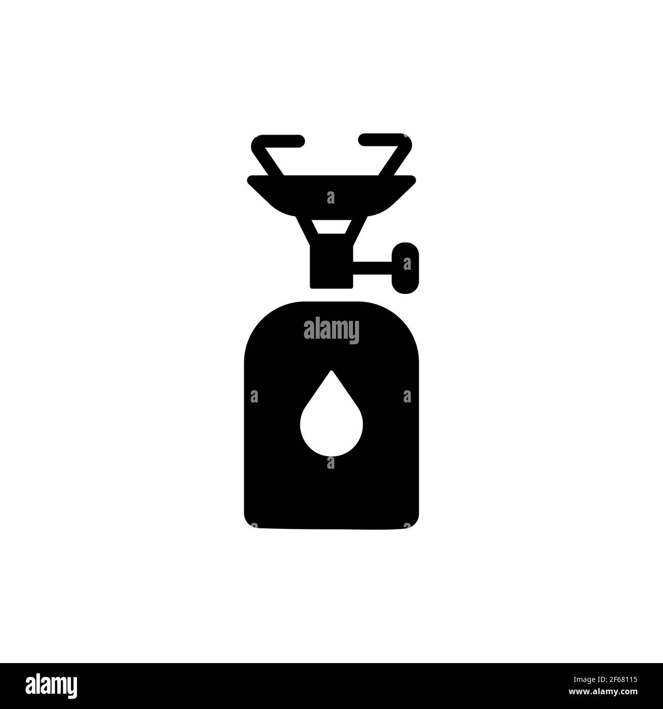 Camping gas stove vector glyph icon. Camping and Hiking sign. Graph symbol for travel and tourism web site and apps design, logo, app, UI Stock Vector
