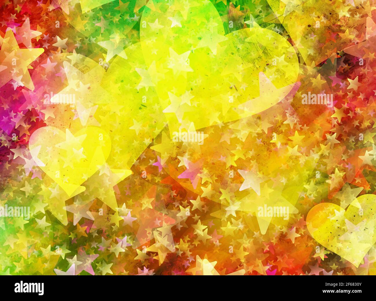 multicolored painted hearts and stars backgrounds Stock Photo