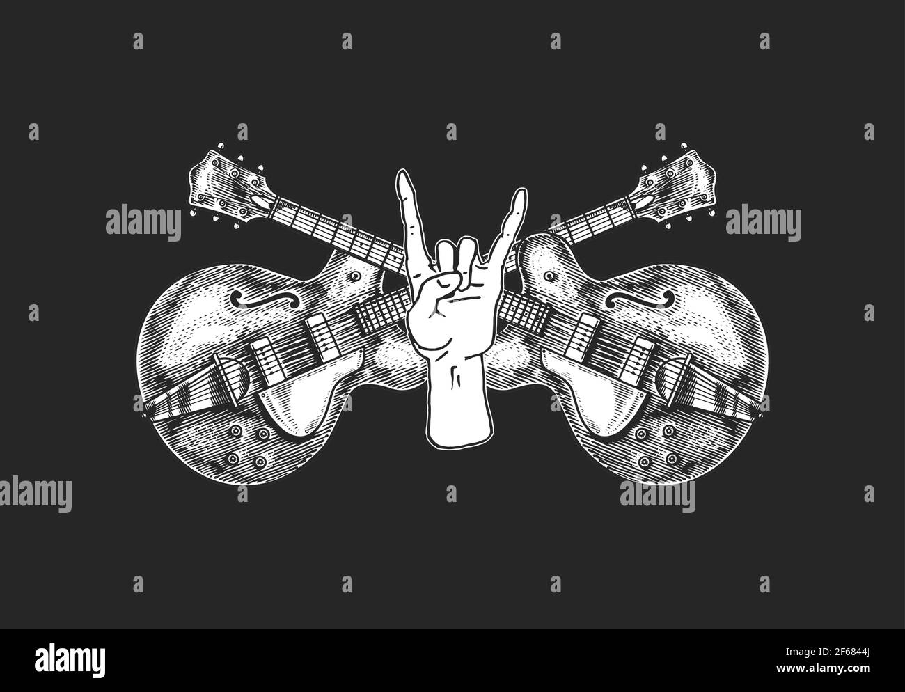guitar-and-sign-of-the-horns-for-jazz-festival-hand-drawn-grunge