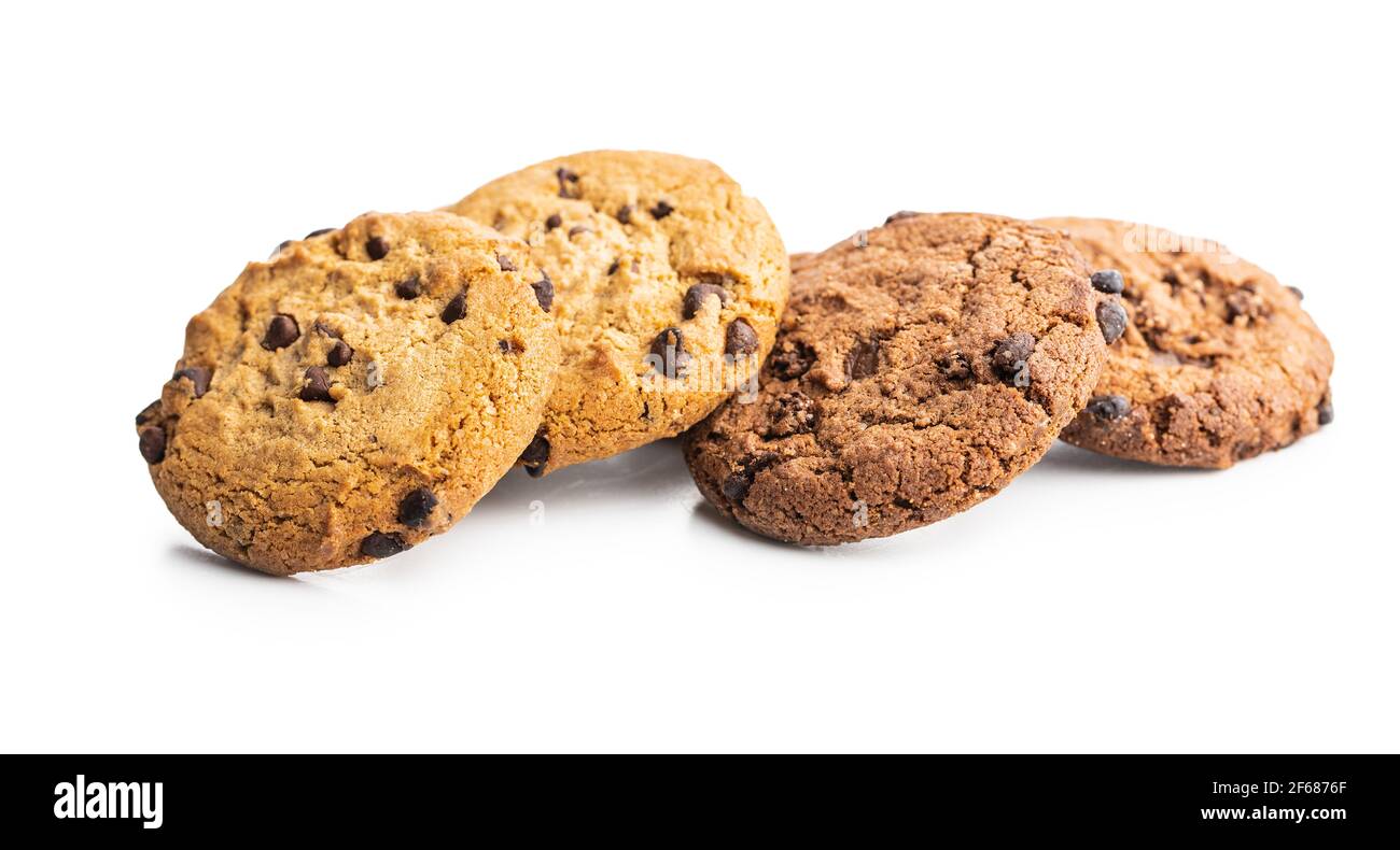 Sweet chocolate cookies isolated on white background. Stock Photo