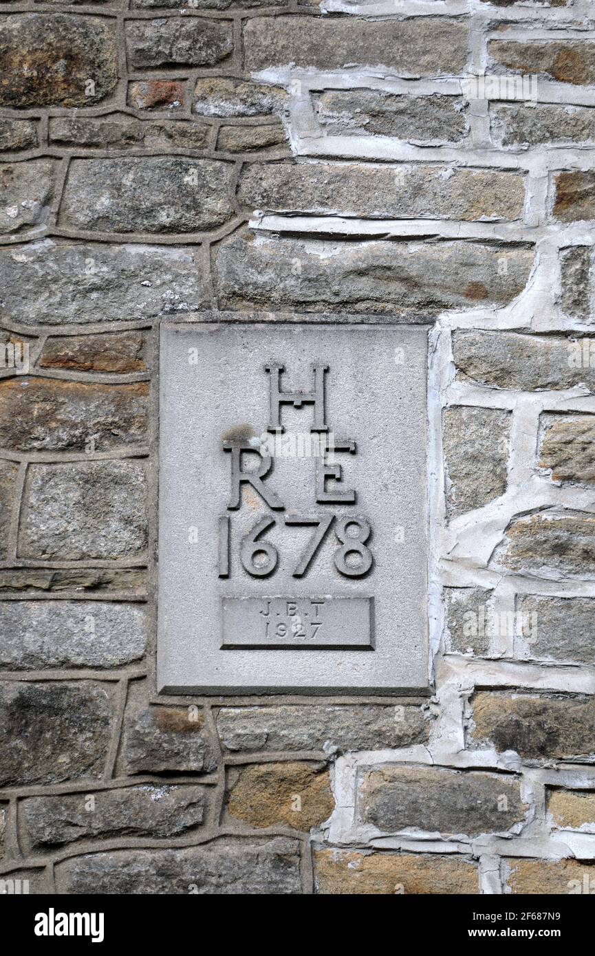 Datestone on a cottage at Ashover in Derbyshire Stock Photo