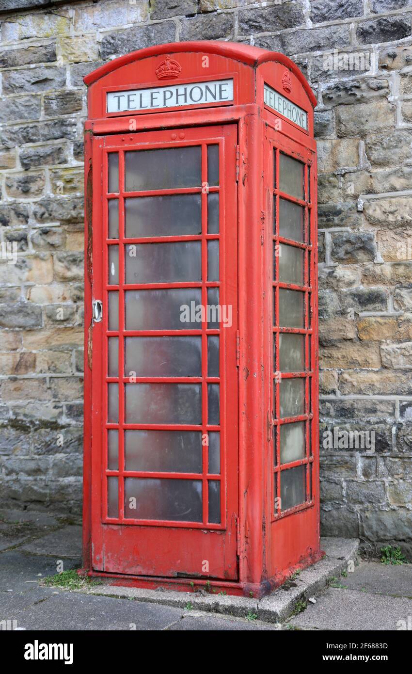 Public telephone in the Derbyshire village of Ashover Stock Photo