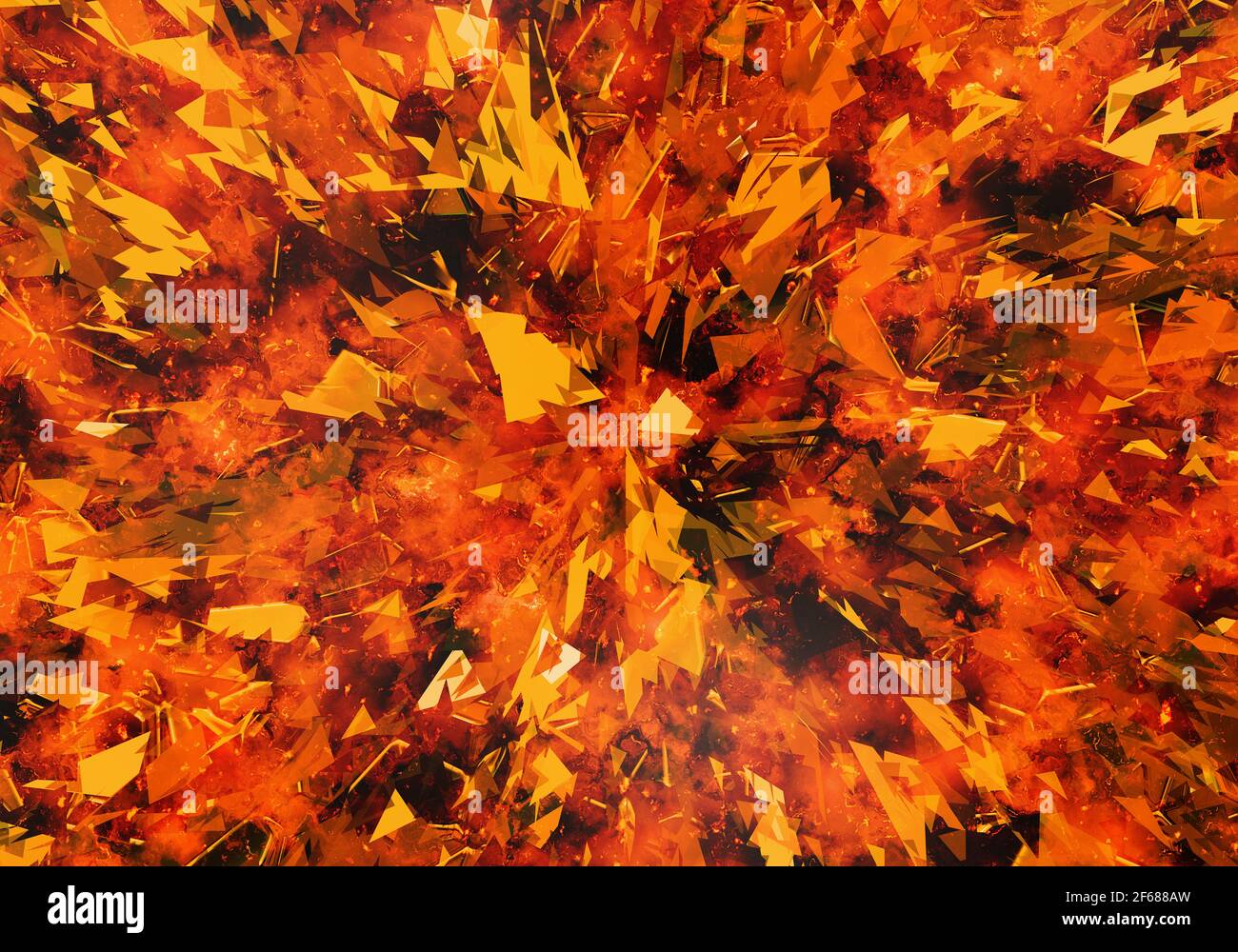 flying fragments from the fire explosion. creative background Stock Photo