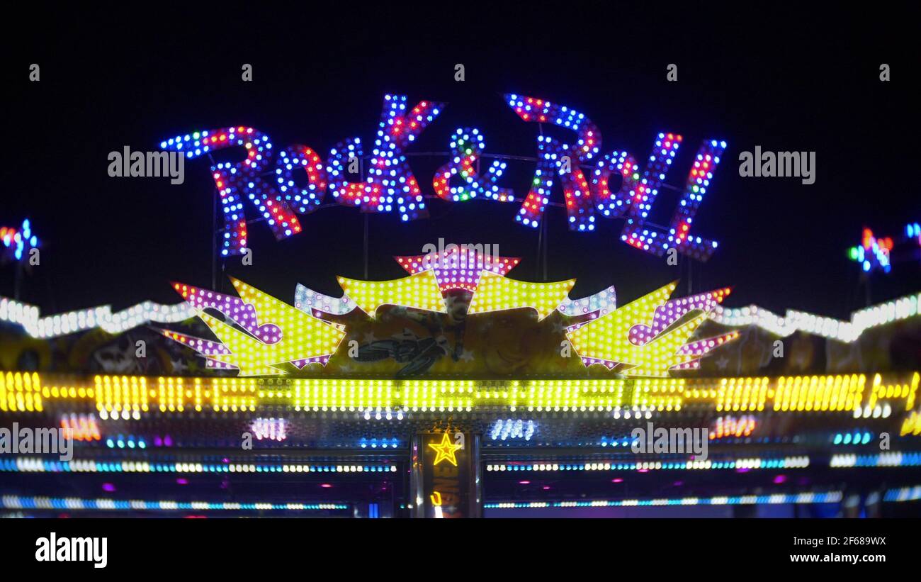 Rock and roll led lights at night Stock Photo - Alamy