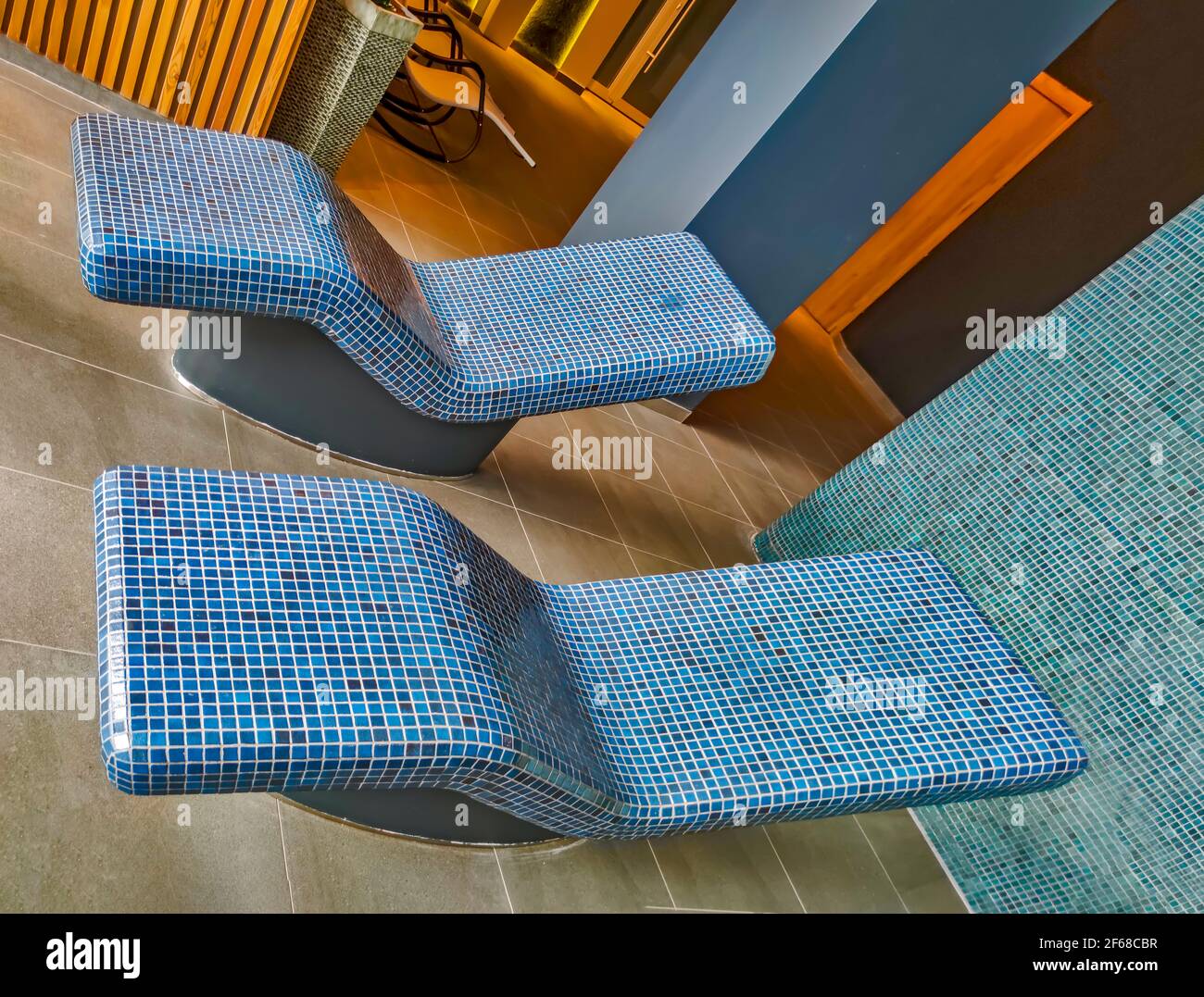 Warm chair in the sauna relaxation room Stock Photo Alamy