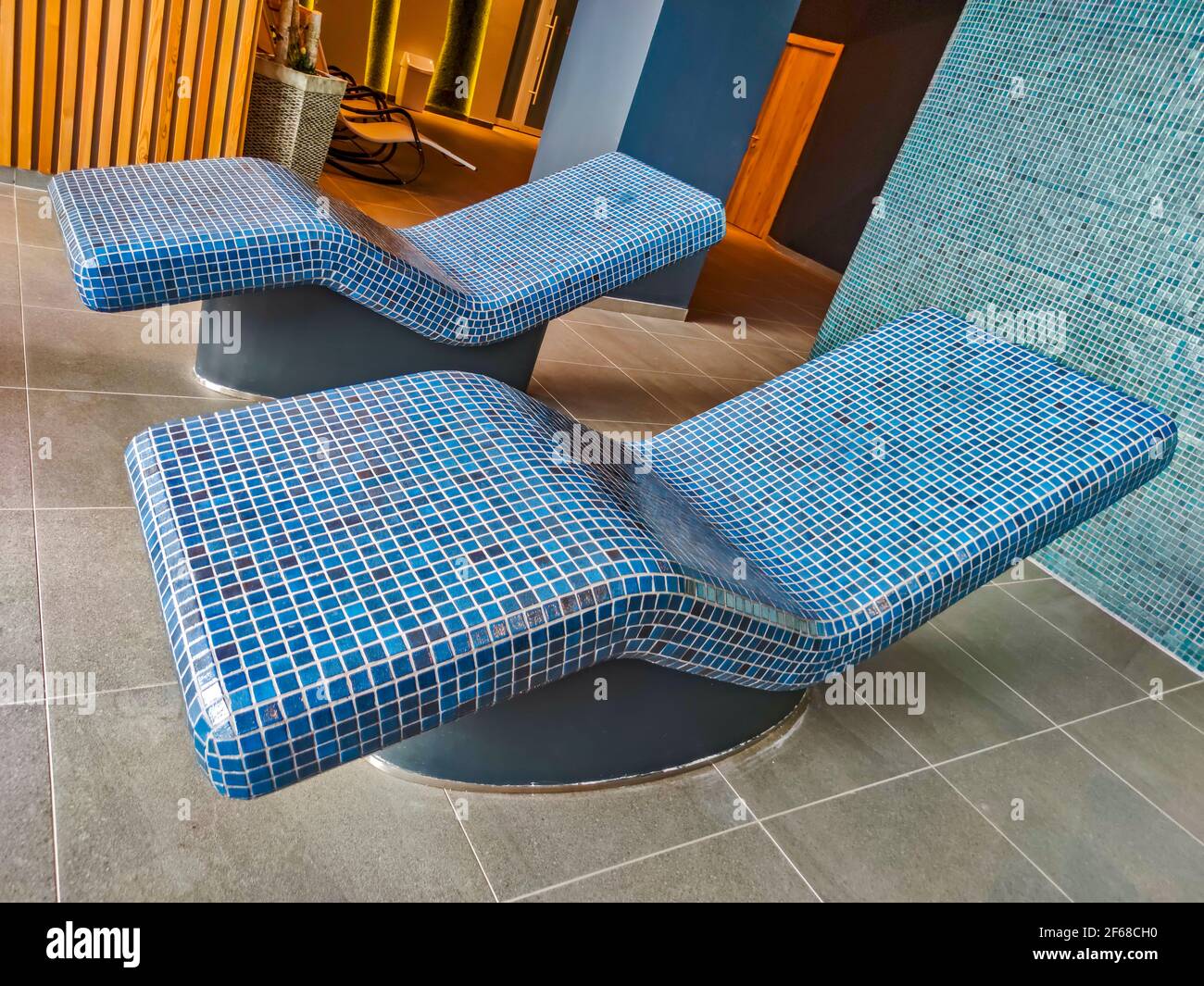 Warm chair in the sauna relaxation room Stock Photo Alamy
