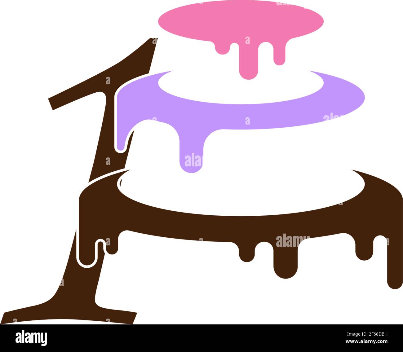 Number 1 icon with wedding cake  design template vector illustration Stock Vector