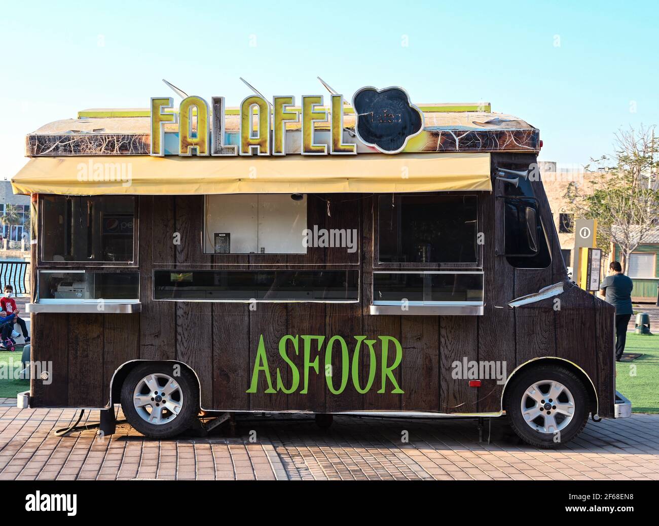 Food truck selling the traditional falafel dish at Riverland Dubai