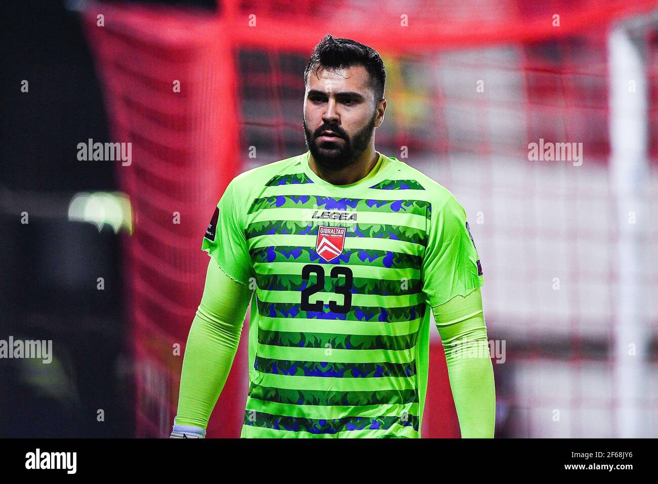 Gibraltar, Gibraltar. 30th Mar, 2021. GIBRALTAR, GIBRALTAR - MARCH 30: Goalkeeper Dayle Coleing of Gibraltar during the FIFA World Cup 2022 Qatar Qualifier match between Gibraltar and Netherlands at Victoria Stadium on March 30, 2021 in Gibraltar, Gibraltar (Photo by Pablo Morano/Orange Pictures) Credit: Orange Pics BV/Alamy Live News Stock Photo