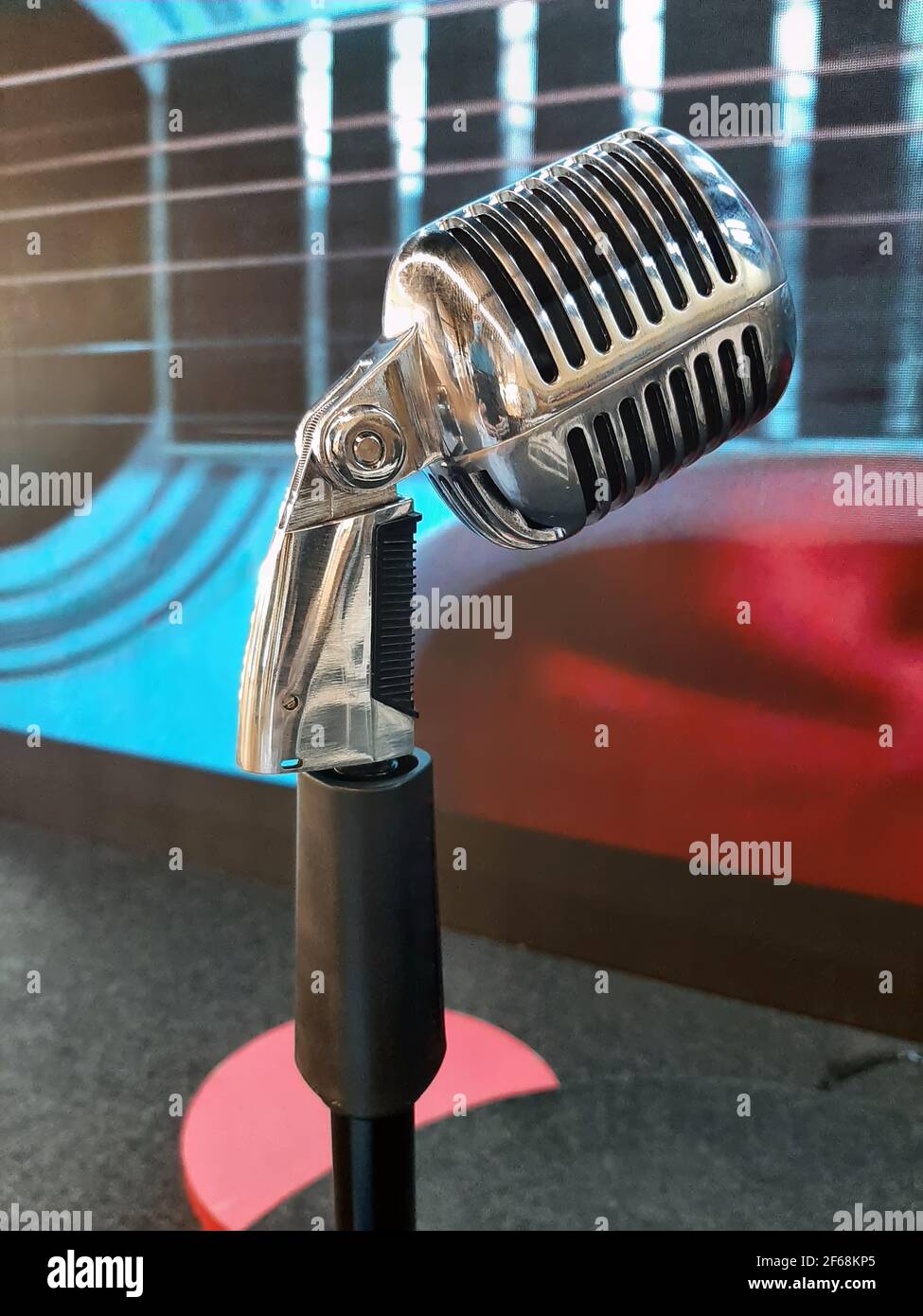 Vintage metal made Microphone. Retro style microphone, Vocal instrument