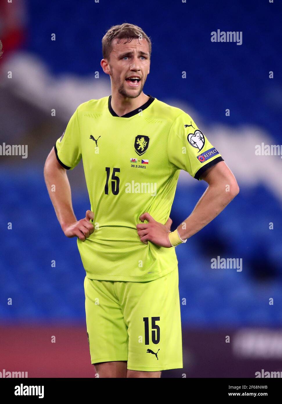 Czech Republic's Tomas Soucek during the 2022 FIFA World Cup Qualifying match at Cardiff City Stadium, Wales. Picture date: Tuesday March 30, 2021. Stock Photo