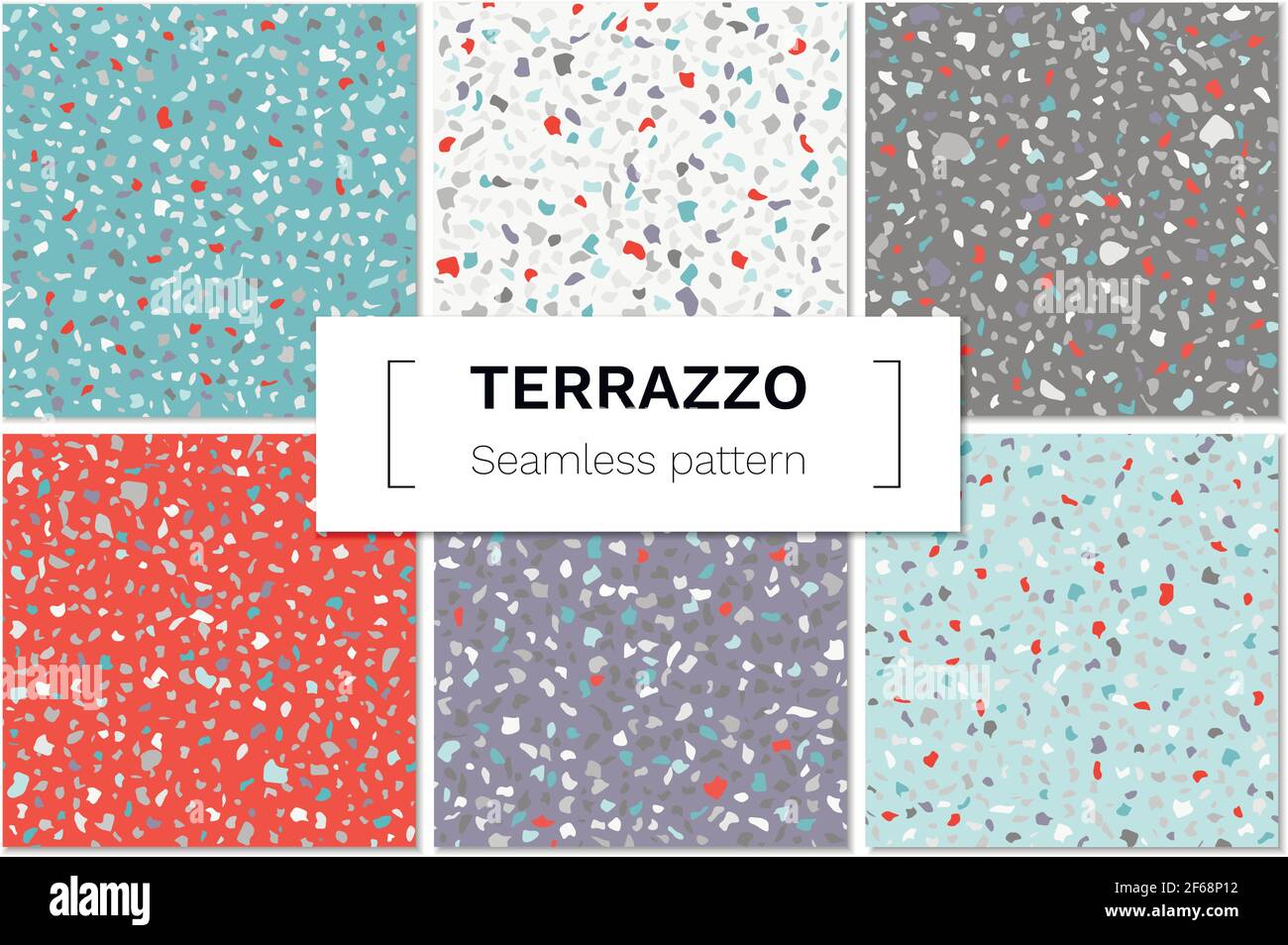 Vector set of seamless terrazzo pattern. Marble mosaic flooring with ...