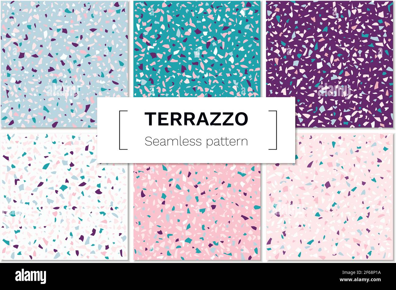 Vector set of seamless terrazzo pattern. Marble mosaic flooring with ...
