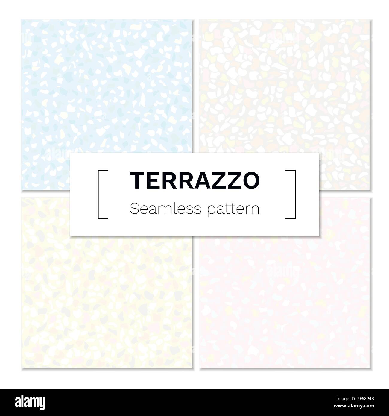 Vector set of abstract seamless terrazzo pattern. Marble mosaic ...