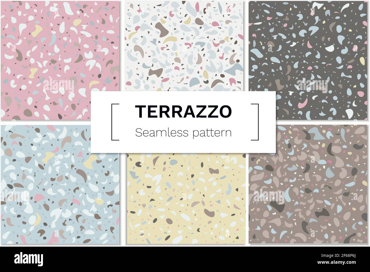 Vector set of seamless terrazzo pattern. Marble mosaic flooring with ...