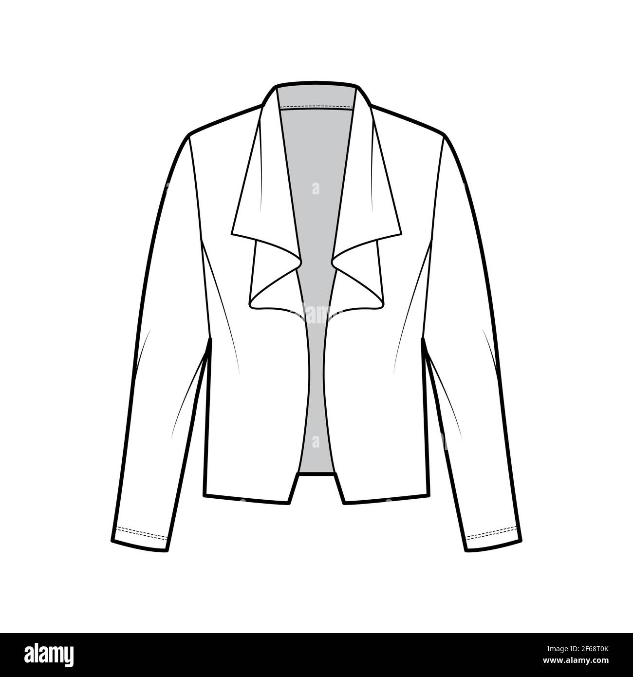 Roomy jacket technical fashion illustration with oversized, long ...